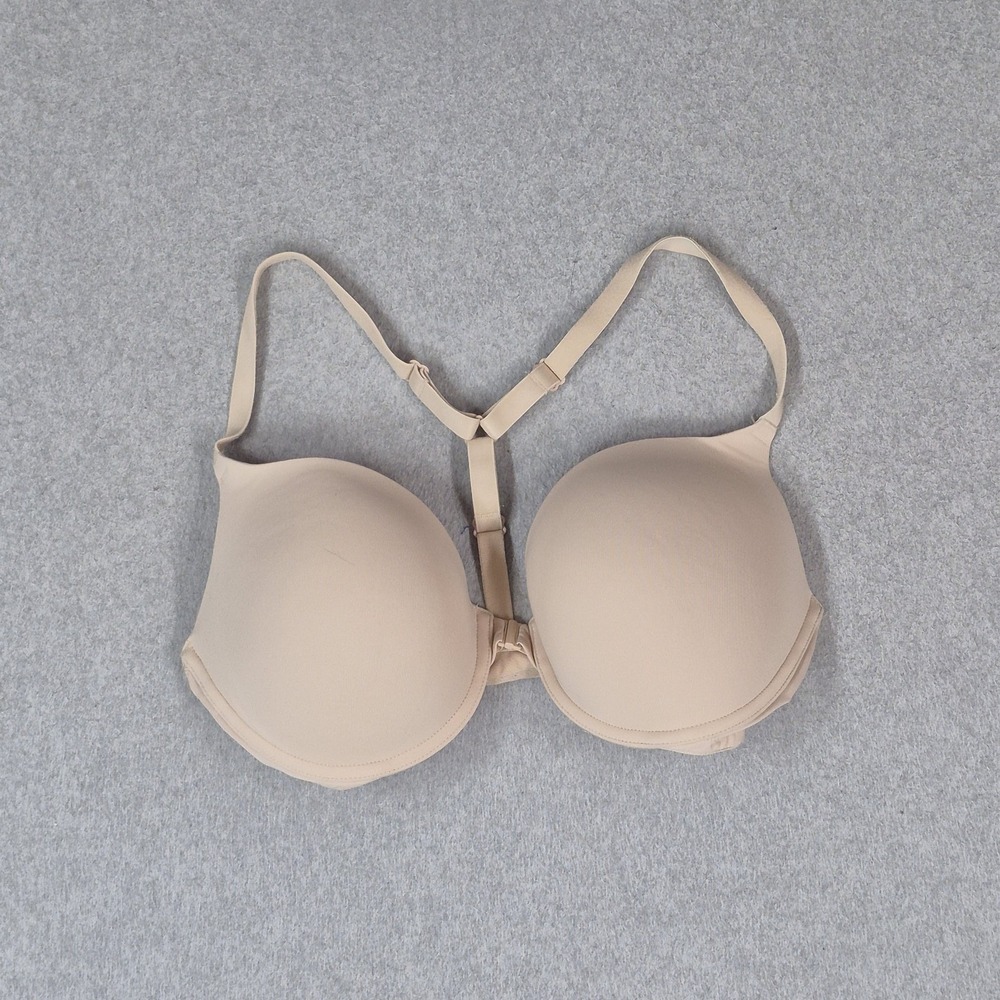 PINK Victoria's Secret Women Bra 34DD Beige Wear Everywhere Push Up Front Close